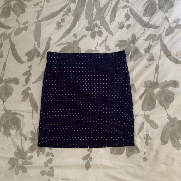 JCREW FACTORY cotton size 12P “The Pencil Skirt” in navy blu w/ red polka dots. - Picture 2 of 12